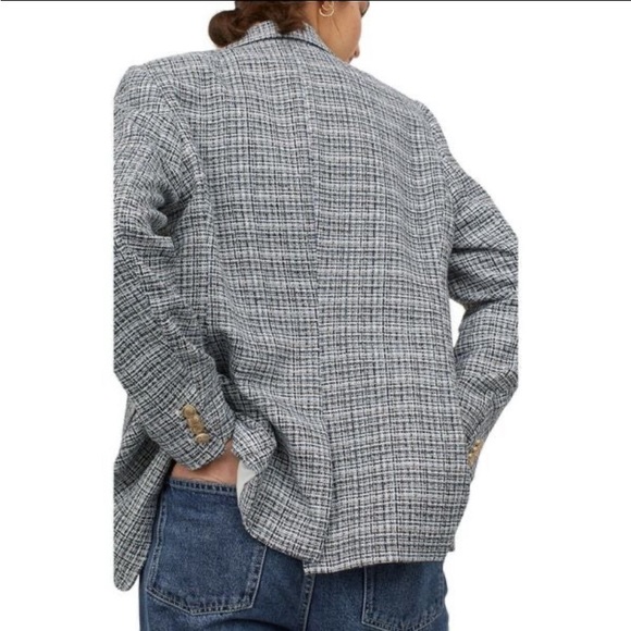 Boucle Single Breasted Plaid Blazer Jacket - Picture 4 of 11